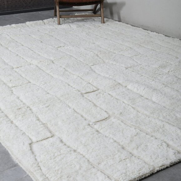 Hand-Knotted Authentic Berber Wool Rug - 6.6x6.6ft - Picture 6 of 6